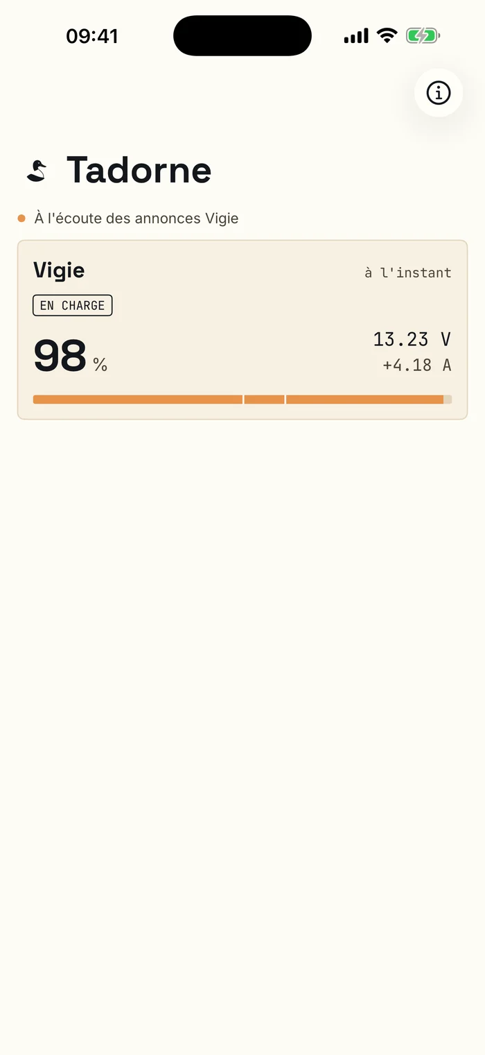 Liste des nœuds dans l'application Tadorne.