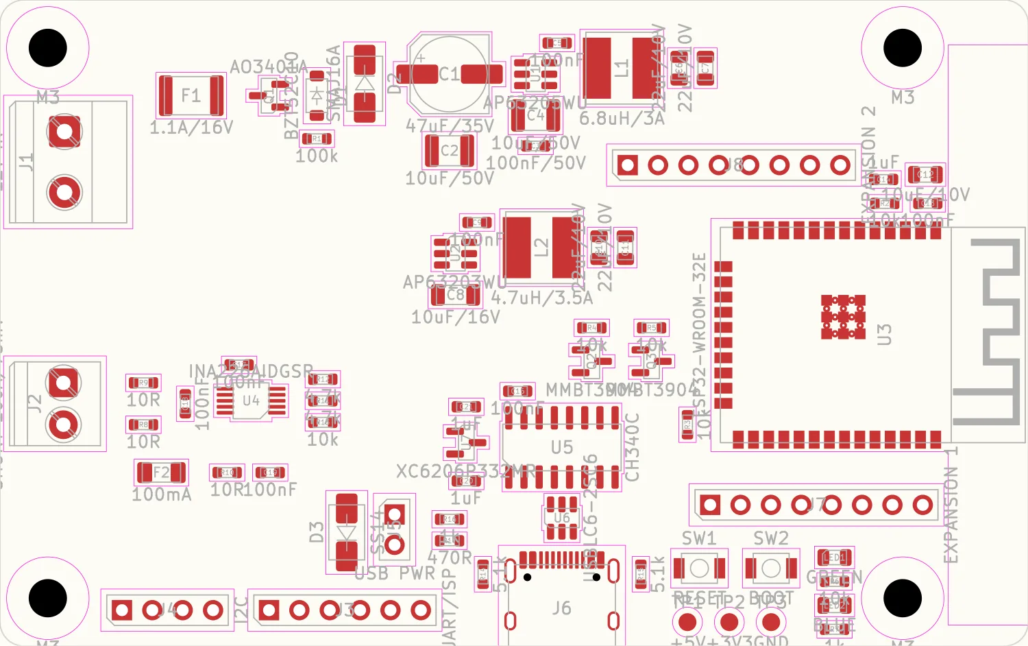 Placement and silkscreen of Vigie 1.0.